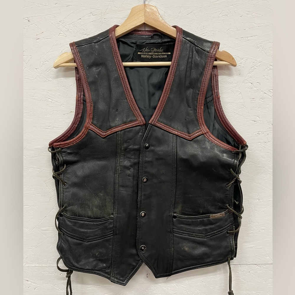 VTG Hein Gericke x Harley Davidson Leather Vest, Size S/M